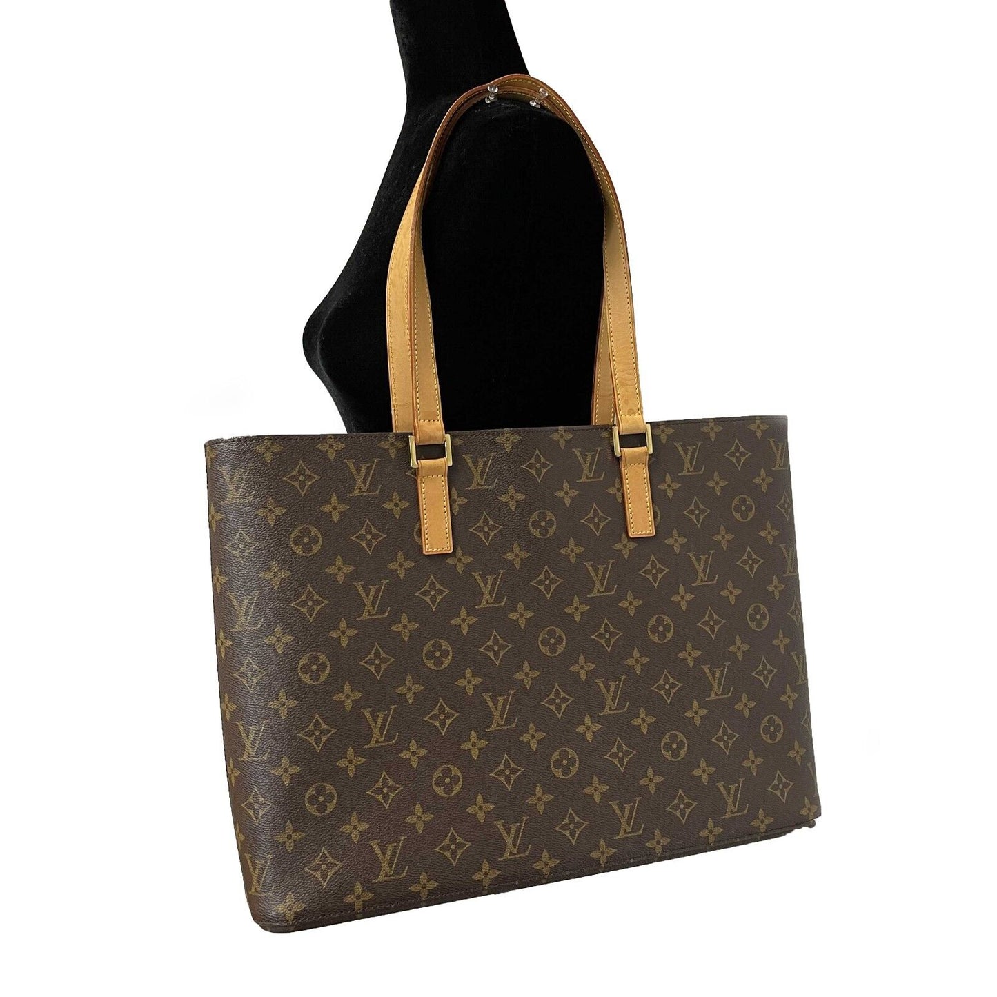 LOUIS VUITTON Luco Monogram Canvas Tote Handbag Brown