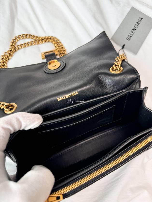 Luxury Balenciaga  Crush XS Chain Quilted Shoulder Bag Black