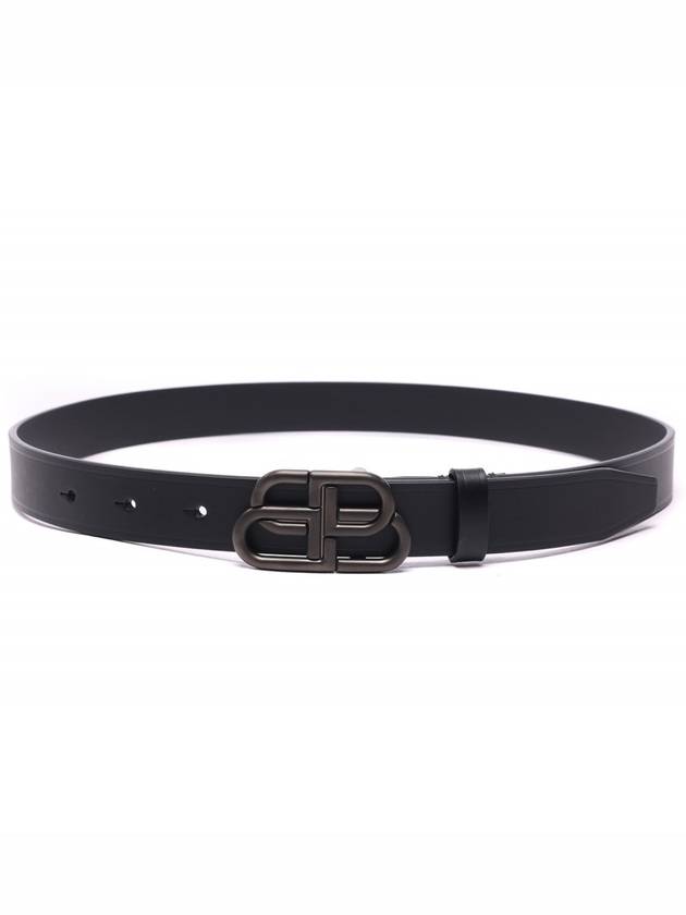 Luxury Balenciaga  BB Logo Thin Calfskin Belt Black