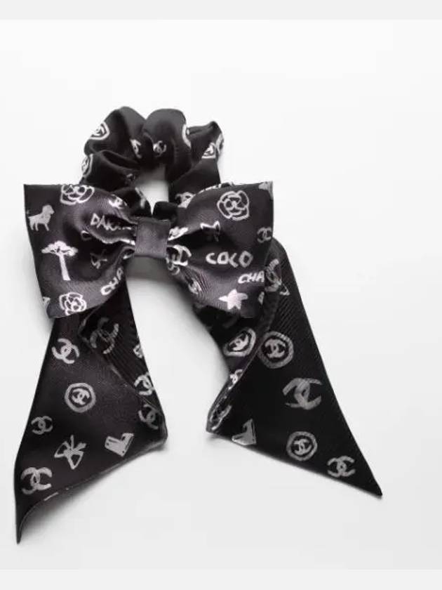 Silk Twill Hair Chouchou Black Chanel