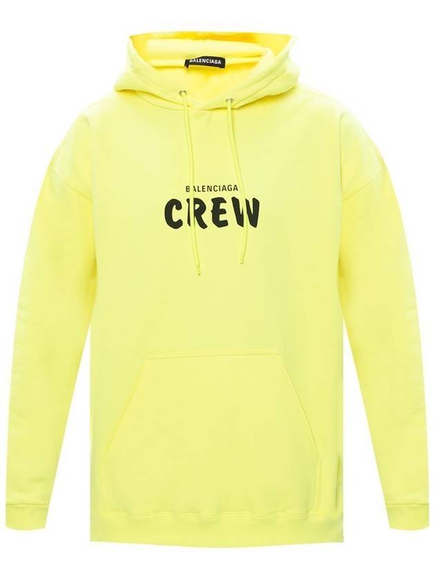 Luxury Balenciaga  Logo Print Cotton Hoodie Yellow