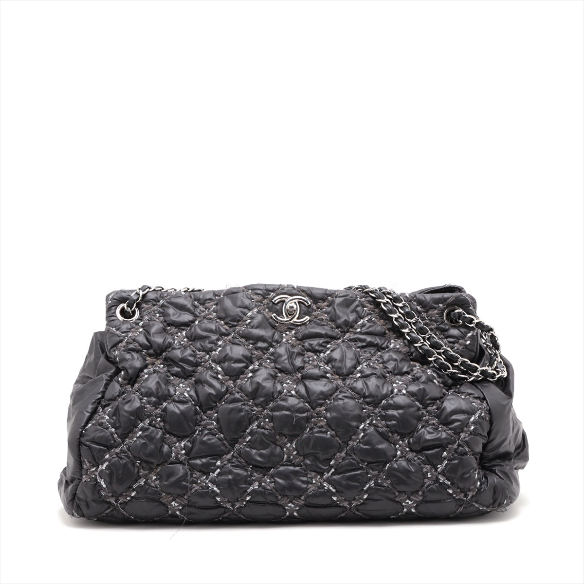 Chanel Parivision Nylon Chain Shoulder Bag Black Silver Gold  14th