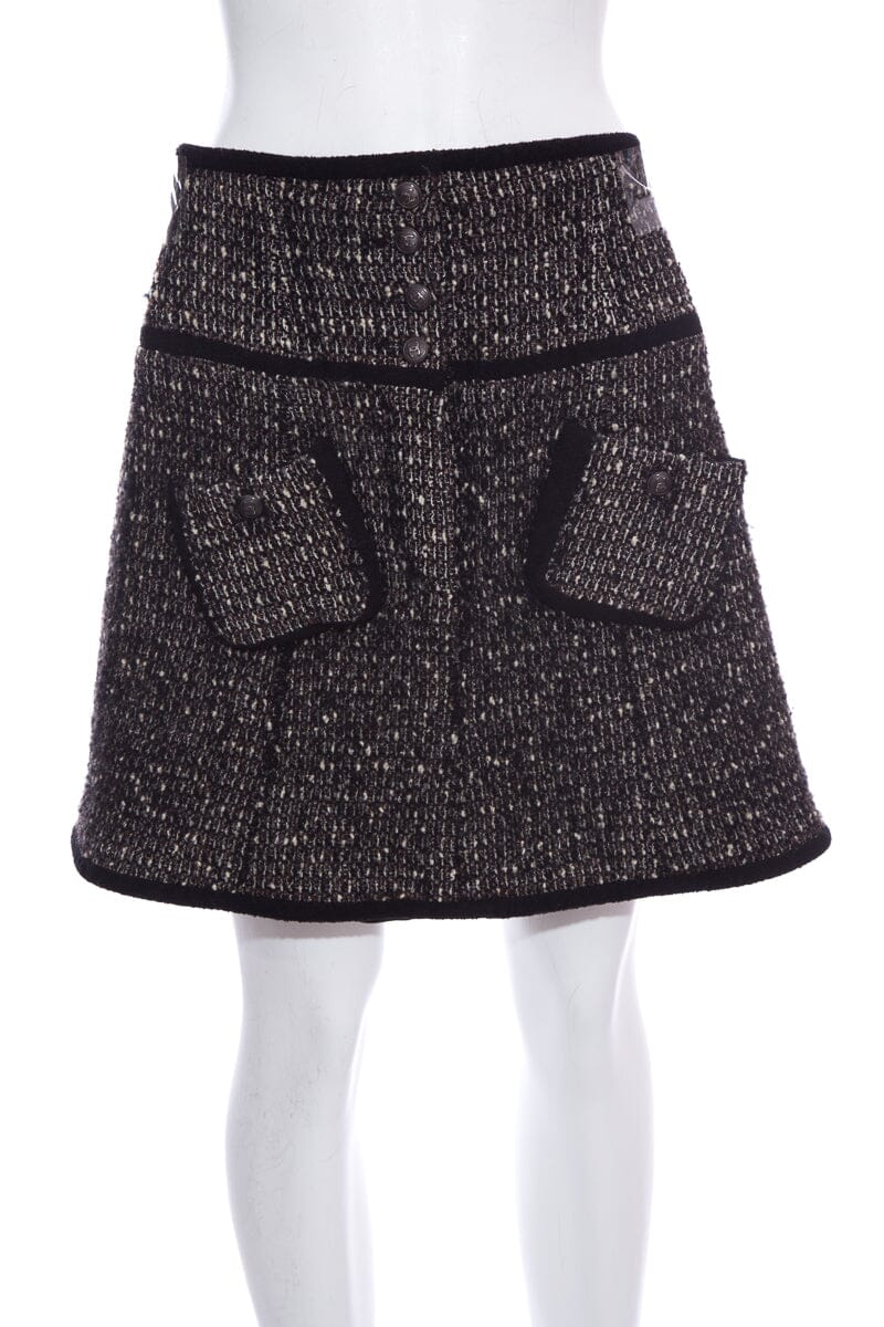 Chanel FW '06  Black & Brown Tweed Mini Skirt SZ 36