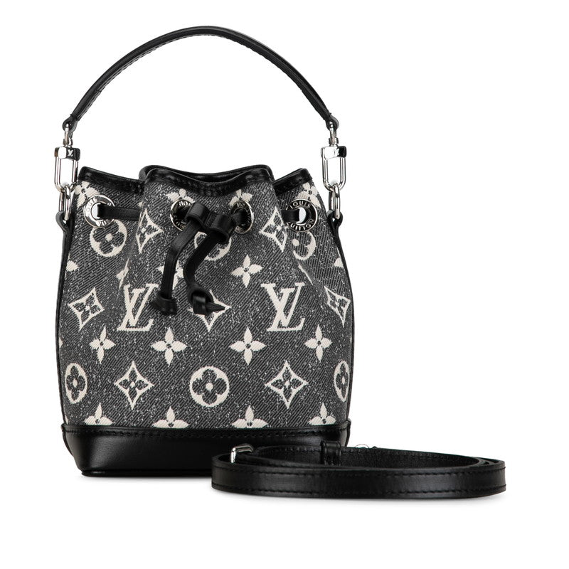 Louis Vuitton Monogram  Nanoe Handbag 2WAY M46449 Gr Black Denim Leather  Louis Vuitton