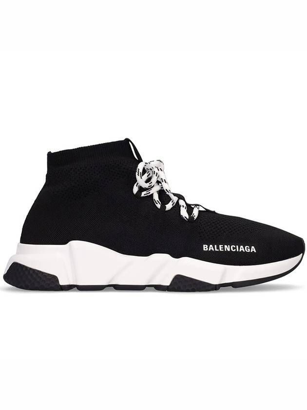 Luxury Balenciaga  Speedrunner Lace -Up Knit High Top Sneakers Black