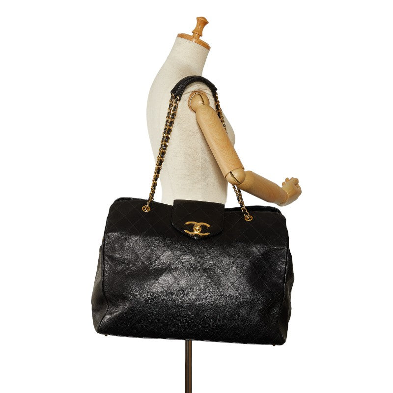 Chanel Super Model Bag Coco Chain Tote Bag One-Shoulder Bag Black Leather  CHANEL