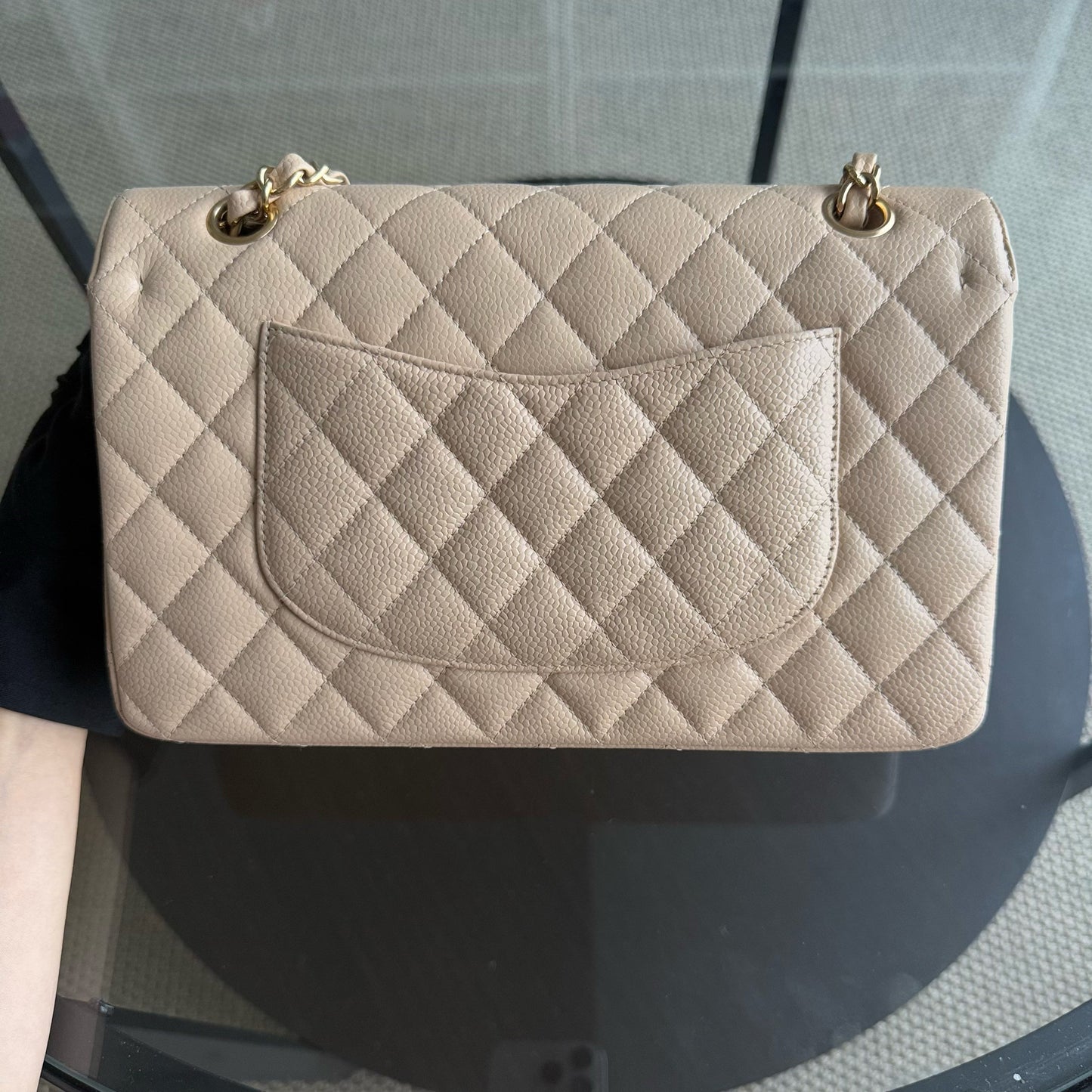 Chanel Classic Flap Medium - Caviar 25CM Quilted Beige Gold Hardware Series 13