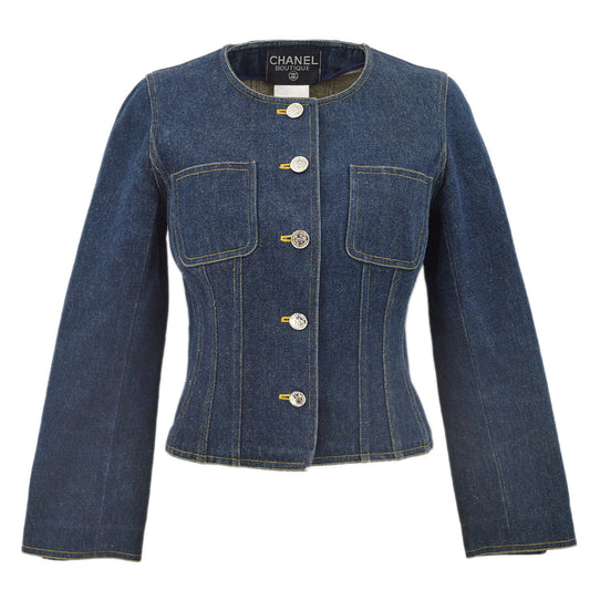 Chanel Fall 1996 Collarless Denim Jacket #34