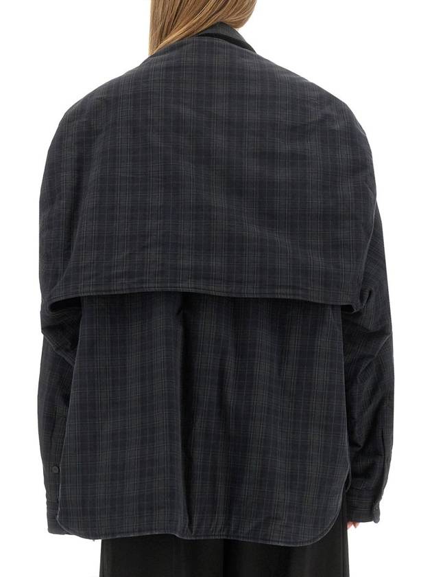 Luxury Balenciaga  Checked Pattern Long Sleeve Shirt Grey