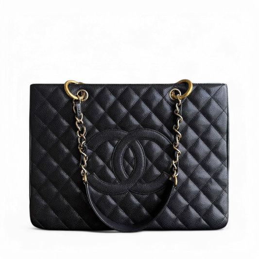 Chanel GST Grand Shopping Tote - Caviar Quilted Black Gold Hardware Series 11