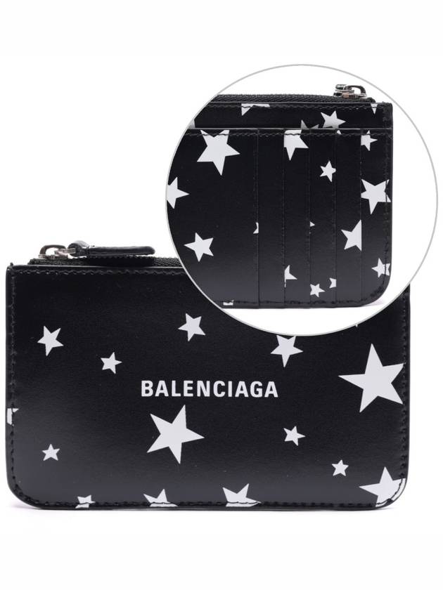 Luxury Balenciaga  Stars And Moon Print Card Wallet Black