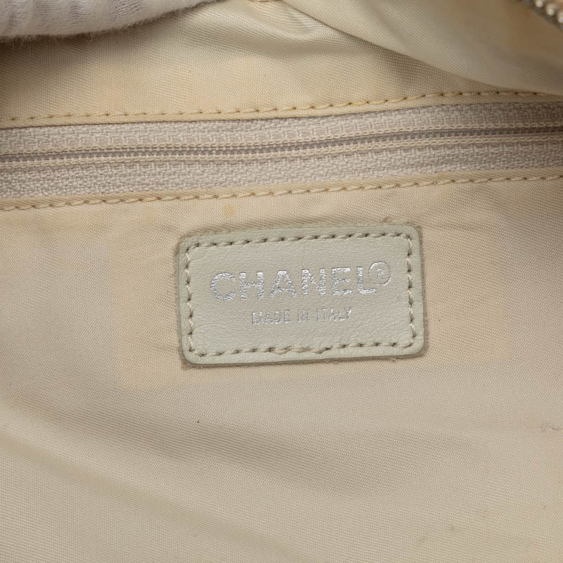 Chanel New Label Line Handbags Boston Bag Ivory Beige Canvas Leather  CHANEL