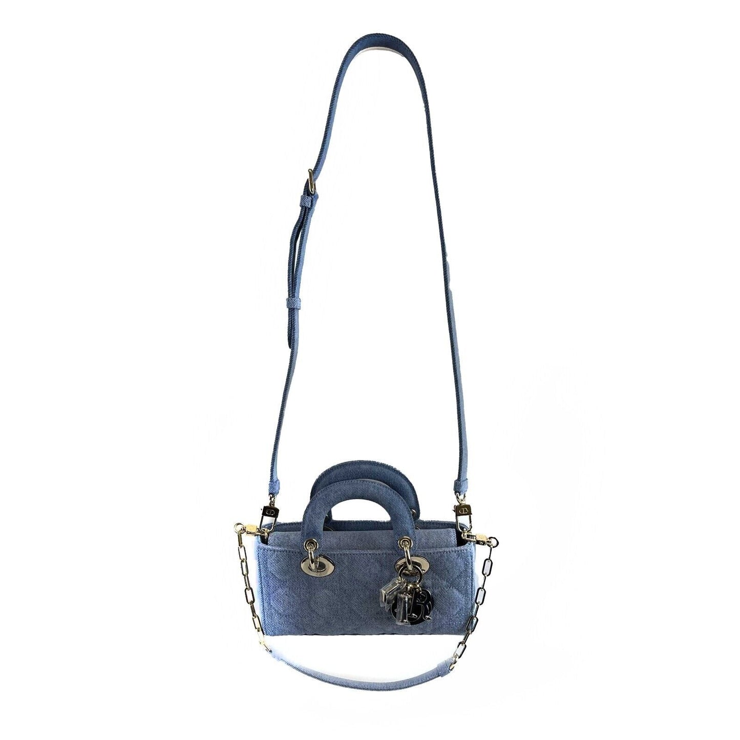 DIOR NEW Macrocannage Lady D-Joy Quilt Denim Blue Light Blue Crossbody