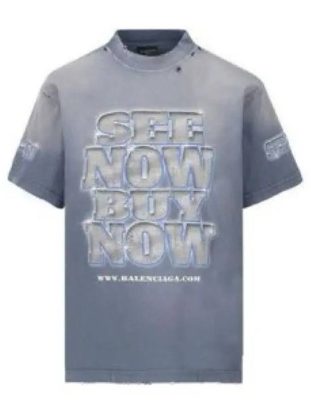 Luxury Balenciaga  See Now Buy Now Short Sleeve T-Shirt Blue