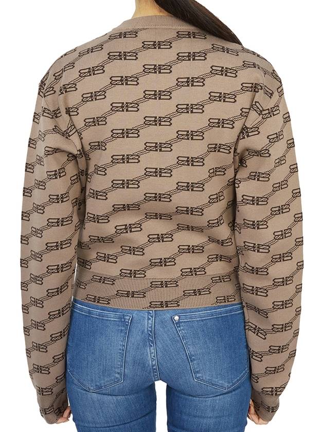 Luxury Balenciaga  BB Icon Jacquard Knit Top Brown