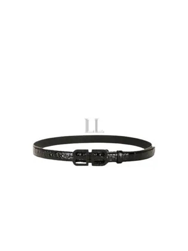 Luxury Balenciaga  BB Hourglass Leather Belt Black