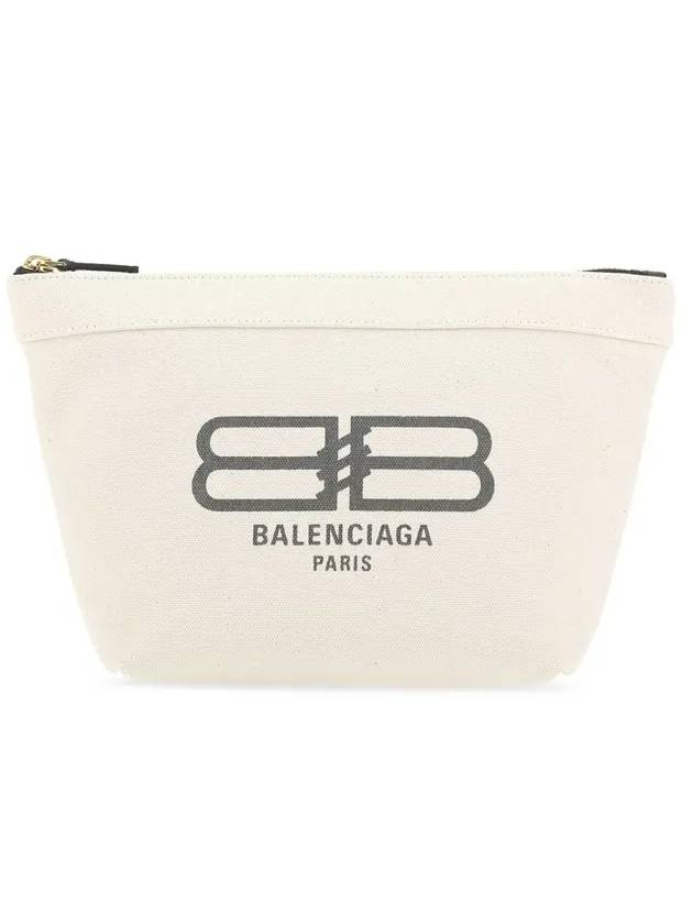 Luxury Balenciaga  Logo Print Jumbo Pouch Bag Ivory