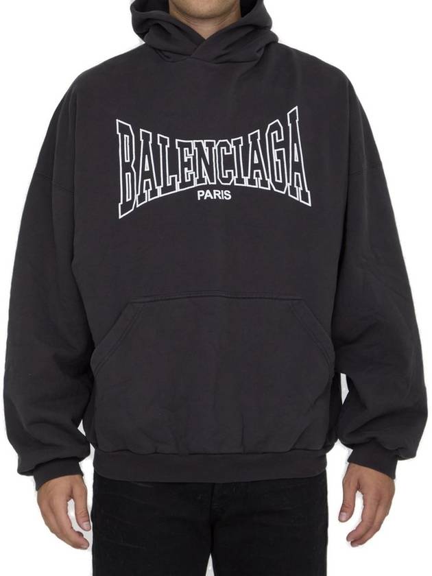 Luxury Balenciaga  Paris Logo Print Hoodie Black