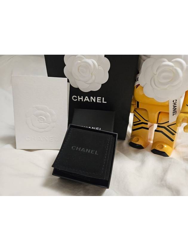 Metal Glass Strass Pearly White Earrings Silver Chanel