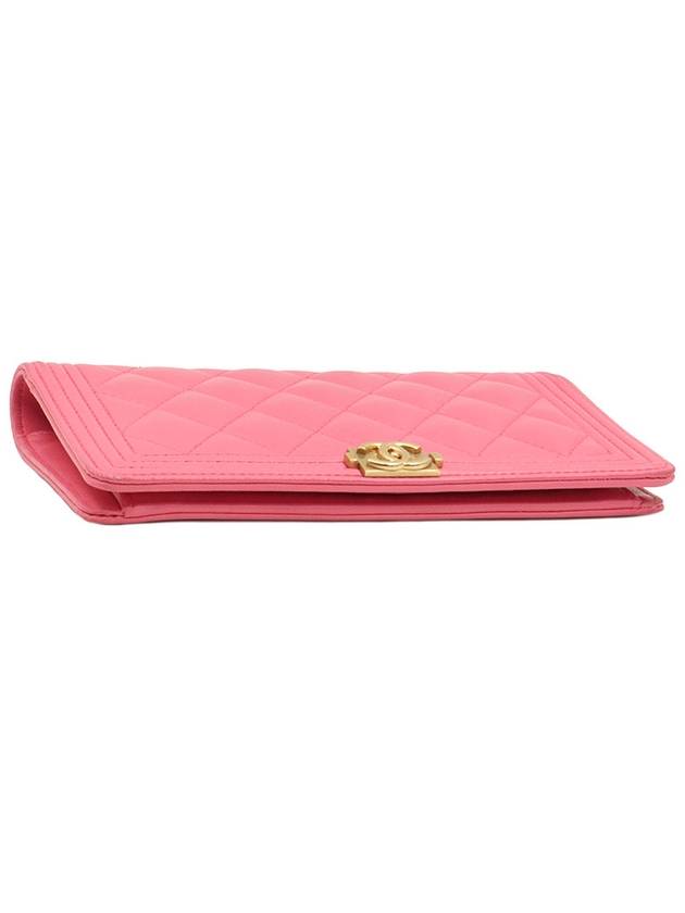 Pink Lambskin Boy Long Flap Wallet 22nd A80285 Chanel