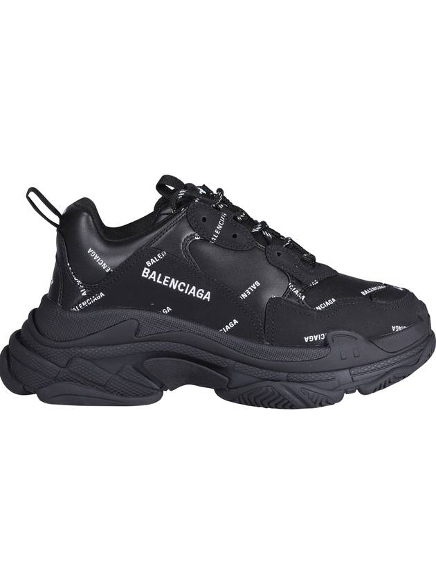 Luxury Balenciaga  Allover Logo Triple S Low Top Sneakers Black