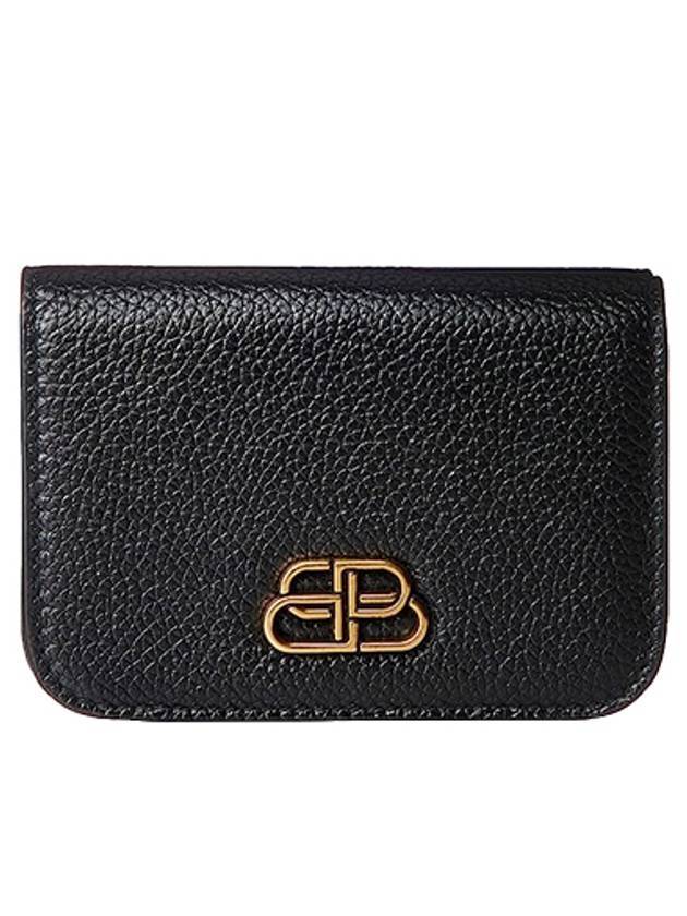 Luxury Balenciaga  Gold BB Logo Half Wallet Black