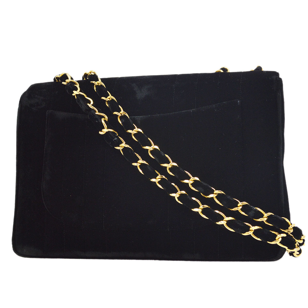 CHANEL 1994-1996 Vertical Stitch Classic Flap Jumbo Black Velvet
