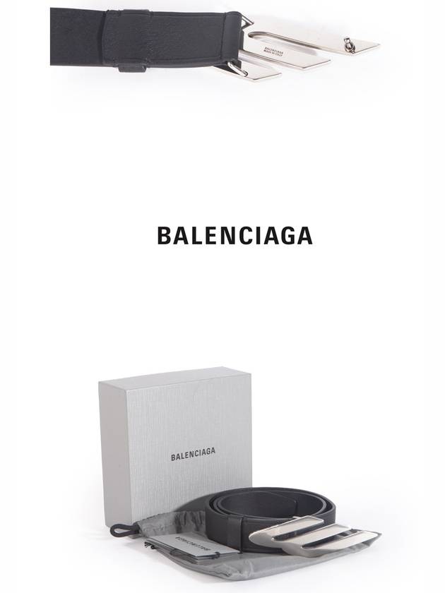 Luxury Balenciaga  3B Logo Leather Belt Black