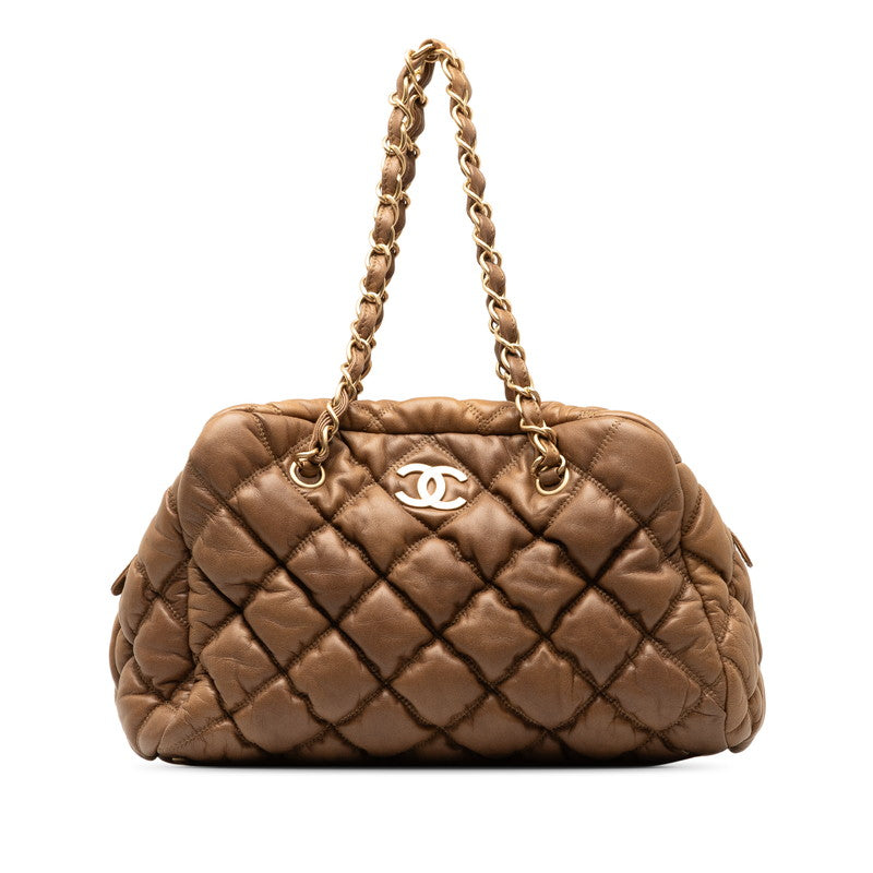 Chanel Coco Bubble Kilt Chain Shoulder Bag Brown   Chanel