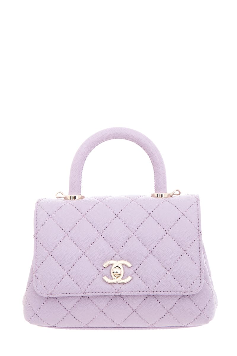 Chanel 2023/24  Purple Caviar Quilted Coco Handle Mini Flap