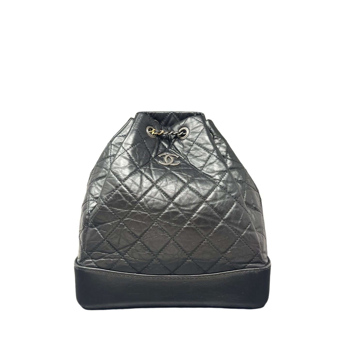 CHANEL Chanel Aged Calfskin Quilted Small Gabrielle Backpack Black - Black