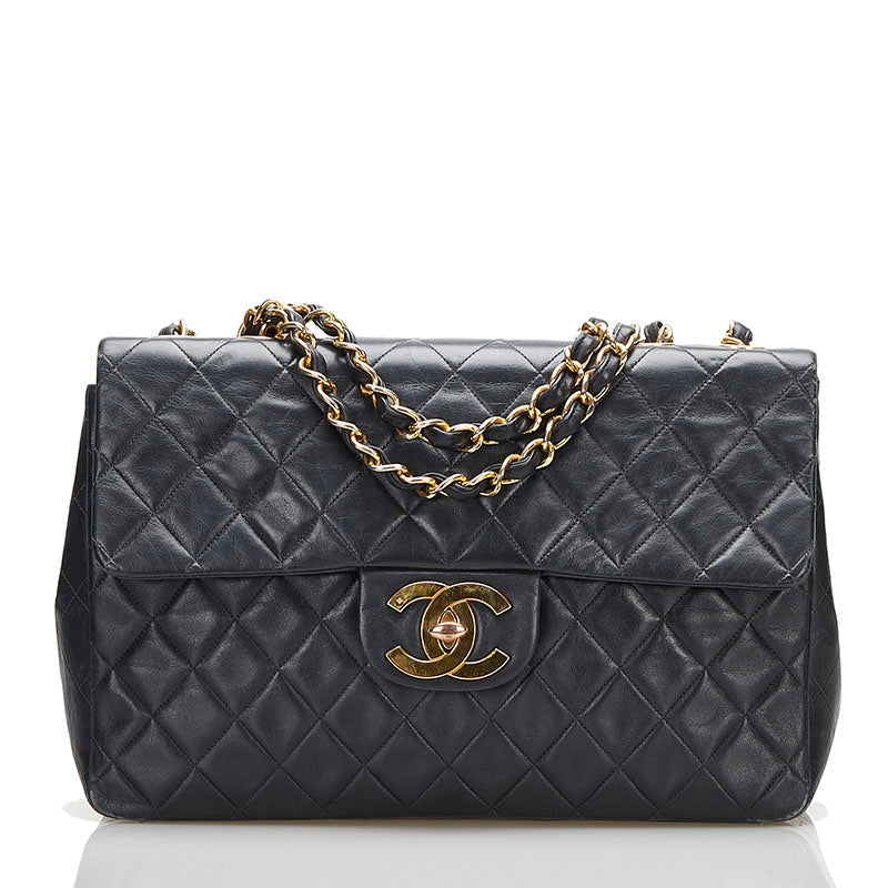 Chanel Mattress 34  Chain houlder Bag  Bag Black Gold   CHANEL