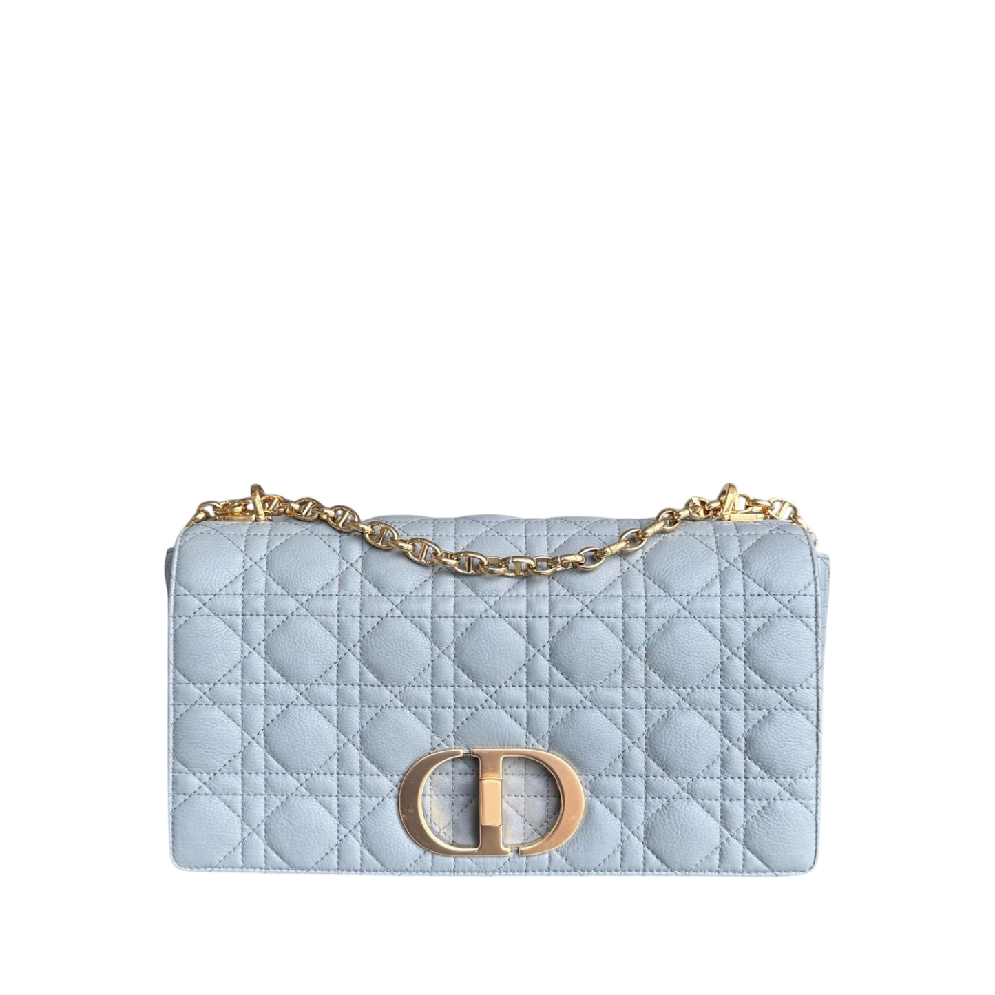Dior Caro Large - Cannage Calfskin Grey Gray Gold Hardware