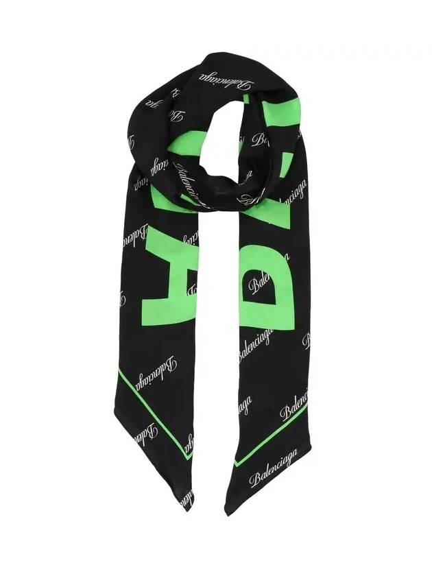 Luxury Balenciaga  All Over Logo Scarf Green Black
