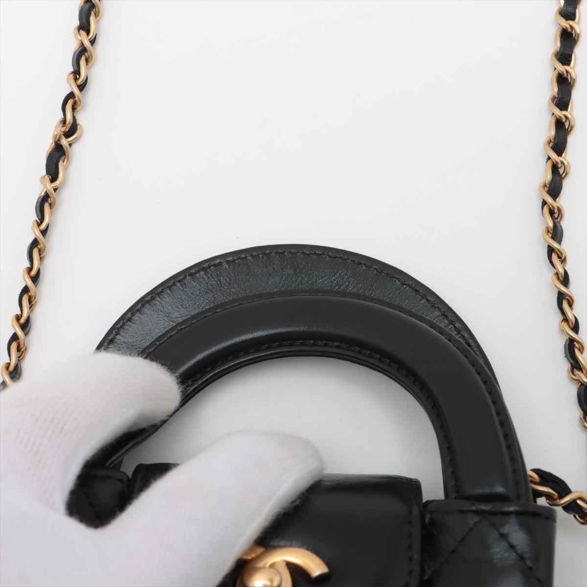 Chanel Mattress Leather 2WAY Shoulder Bag Black Gold  AP3435
