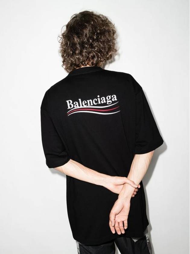 Luxury Balenciaga  Political Campaign Large Fit Short Sleeve T-Shirt Black