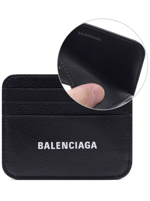 Luxury Balenciaga  White Logo 3-Fold Card Wallet Black