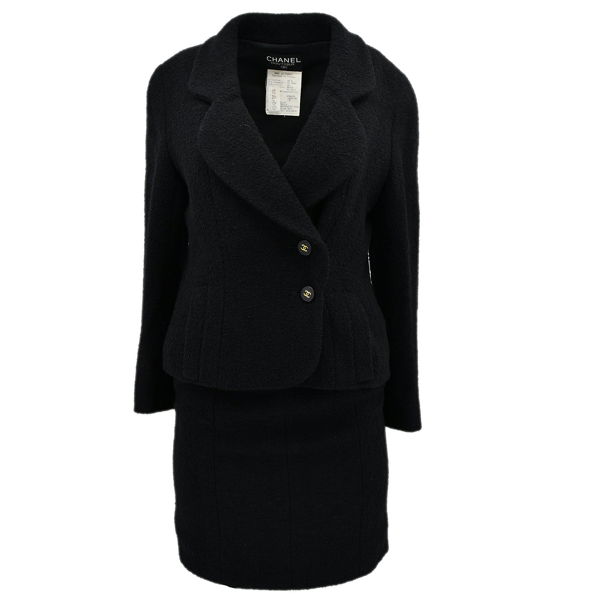 Chanel Fall 1994 off-center jacket skirt suit #38