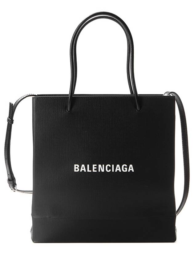 Luxury Balenciaga  Logo Print Square Tote Bag Black