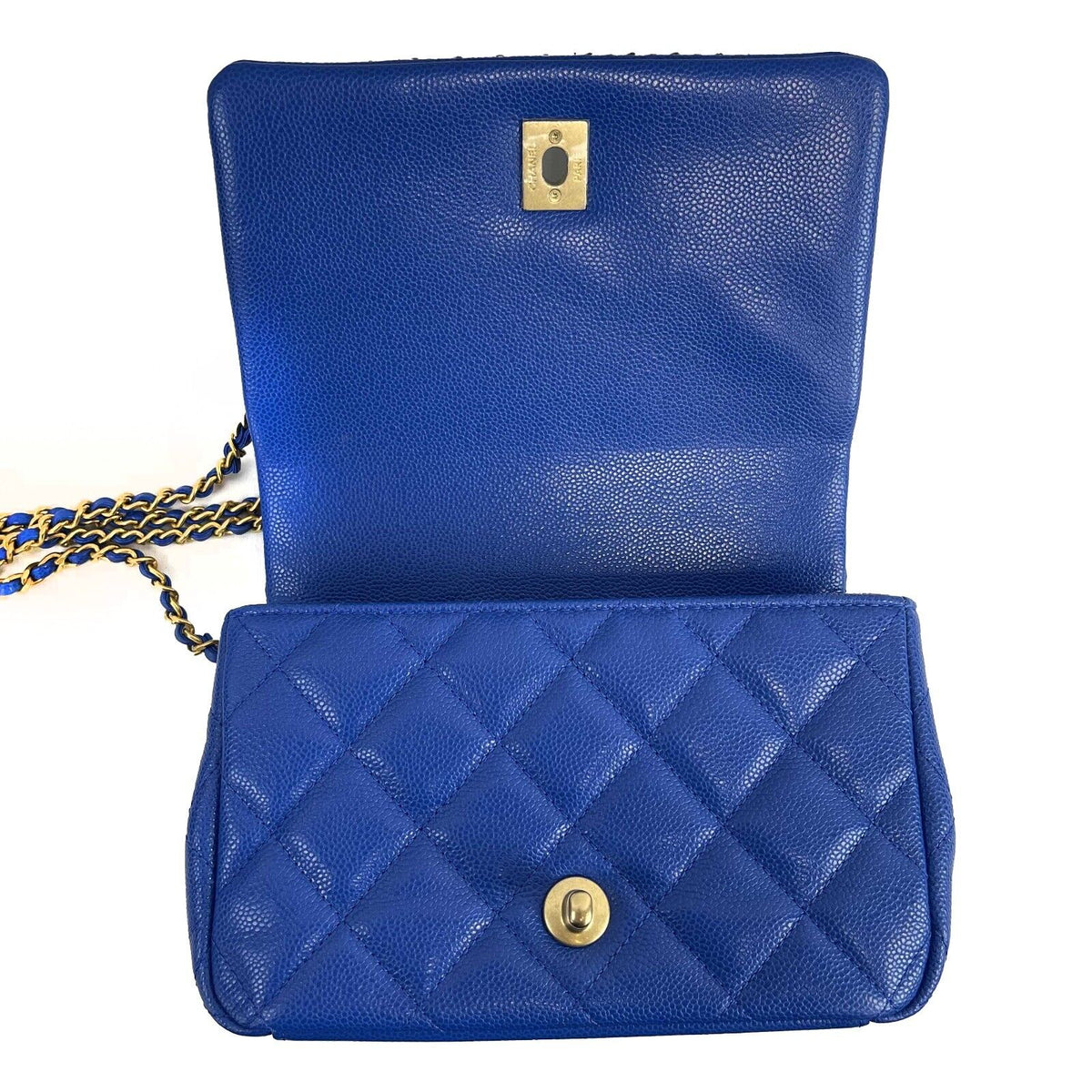 Top Quality Chanel Mini Chain Around Multi Chain Full New Bag Quilted Caviar 22B Blue