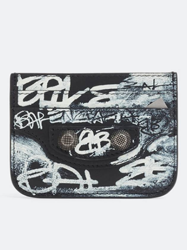Luxury Balenciaga  Le Cagole Graffiti Card Wallet Black