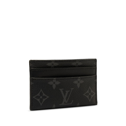 Louis Vuitton Monogram Eclipse Porte Jaeger Le Coultre Double Card Case M62170 Black PVC Leather Men LOUIS VUITTON