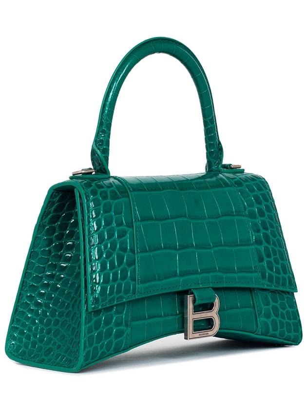 Luxury Balenciaga  Hourglass Crocodile Small Tote Bag Green
