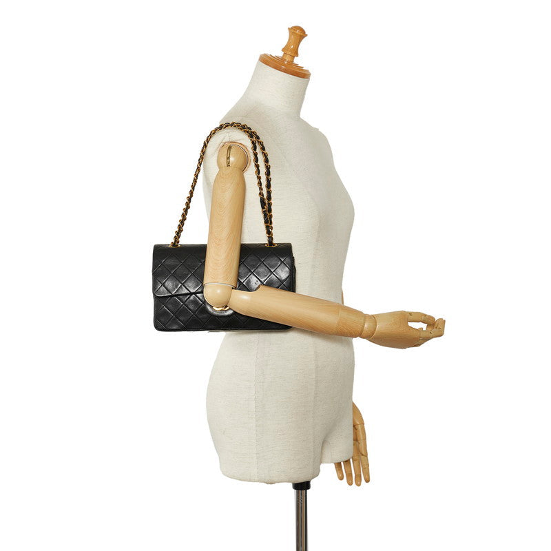 Chanel Mattress 23 Double Flat Gold  Chain houlder Bag Black  S  Chanel