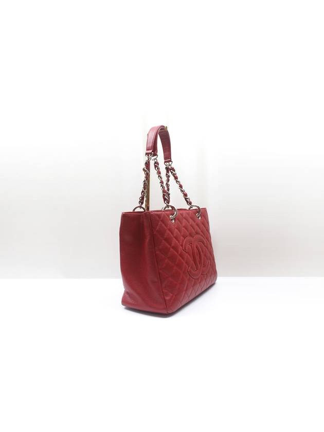 Grand Shopping Red Caviar Silver Shoulder Bag 13th A50995 Chanel