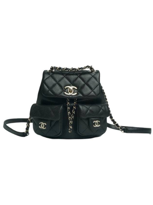 Duma Two Pocket Small Caviar Backpack Black Chanel