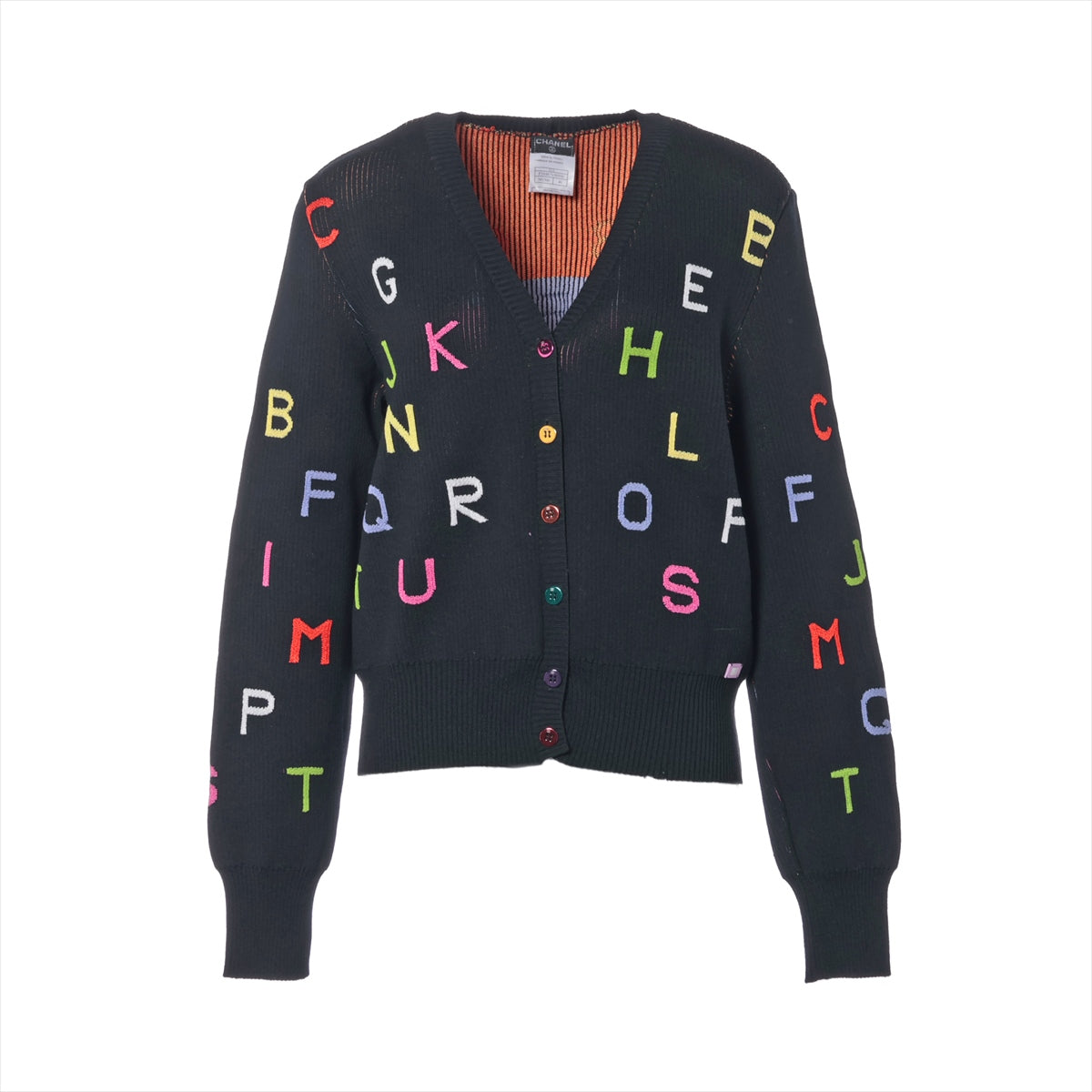 Chanel Coco Button 01A Cotton x Wool Cardigan 46  Black s P18487V00998