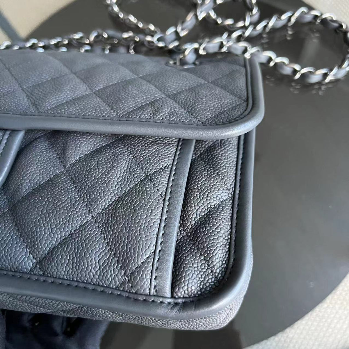 Caviar French Riviera Medium 25CM Dark Grey Gray Silver Hardware Series 19