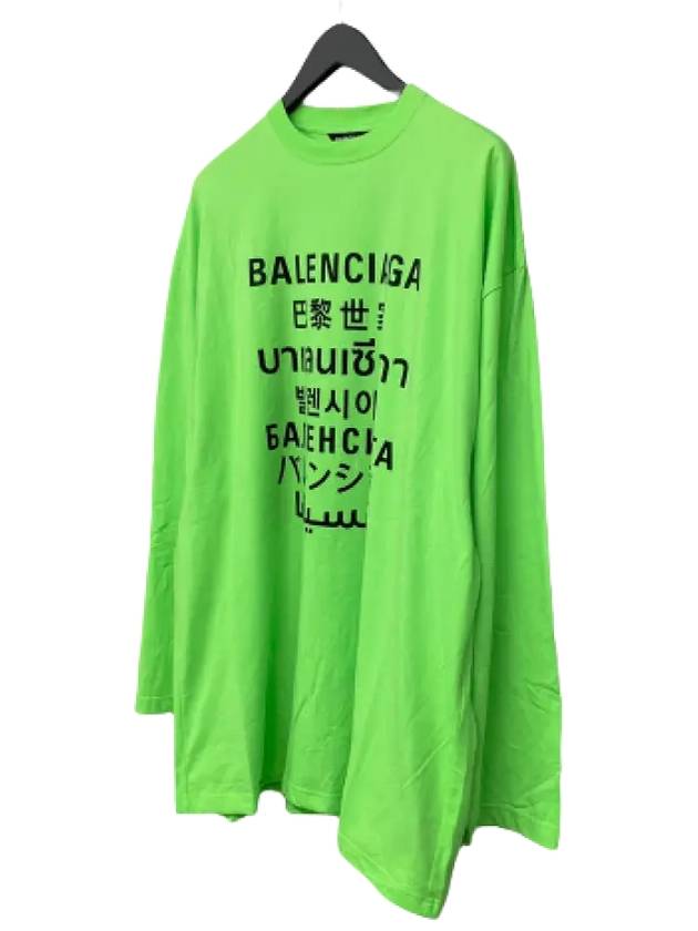 Luxury Balenciaga  Color Language Long-Sleeved T-Shirt Green