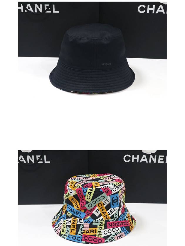 CC Logo Reversible Bucket Hat Black Chanel